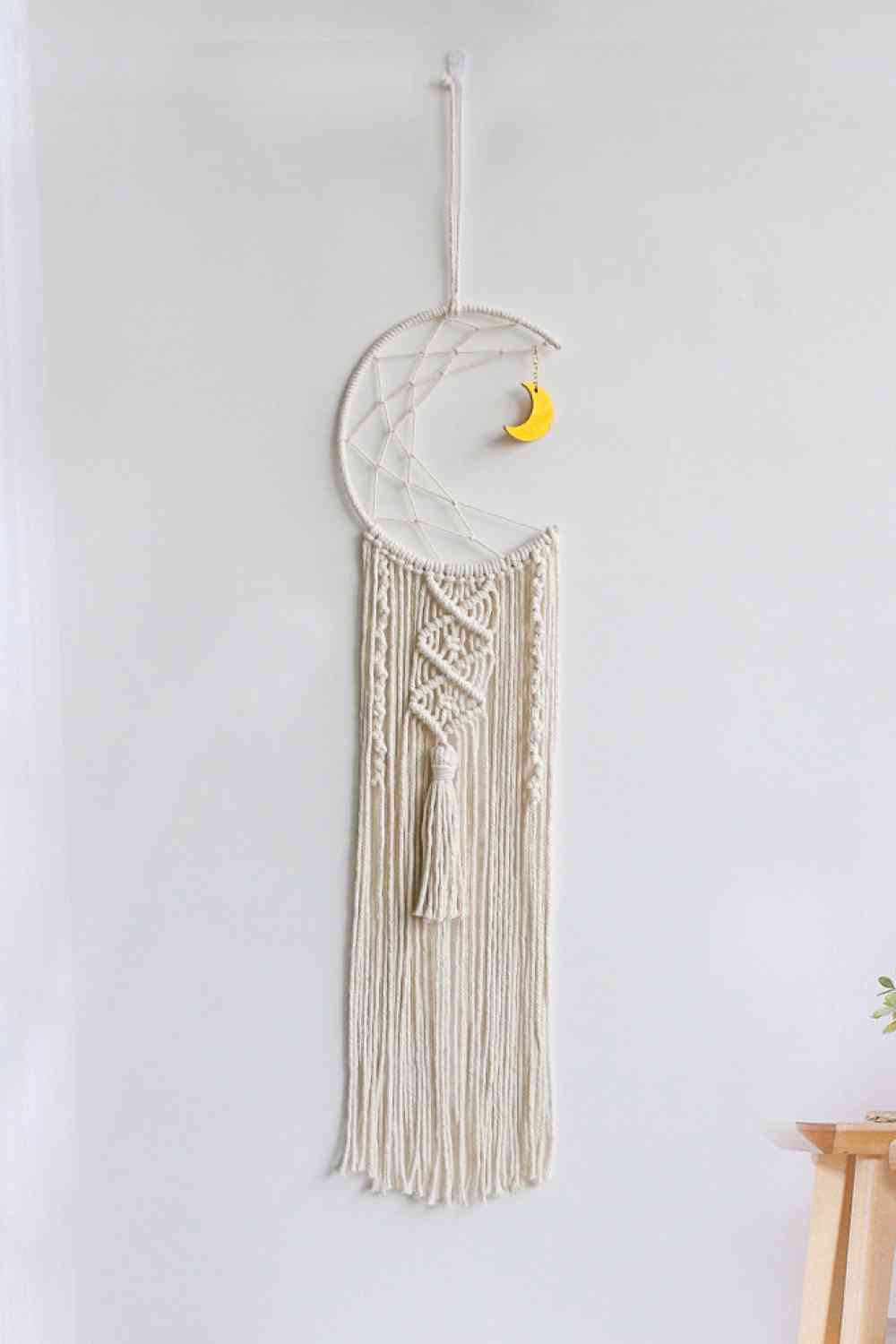 Bohemian Hand-Woven Moon Macrame Wall Hanging