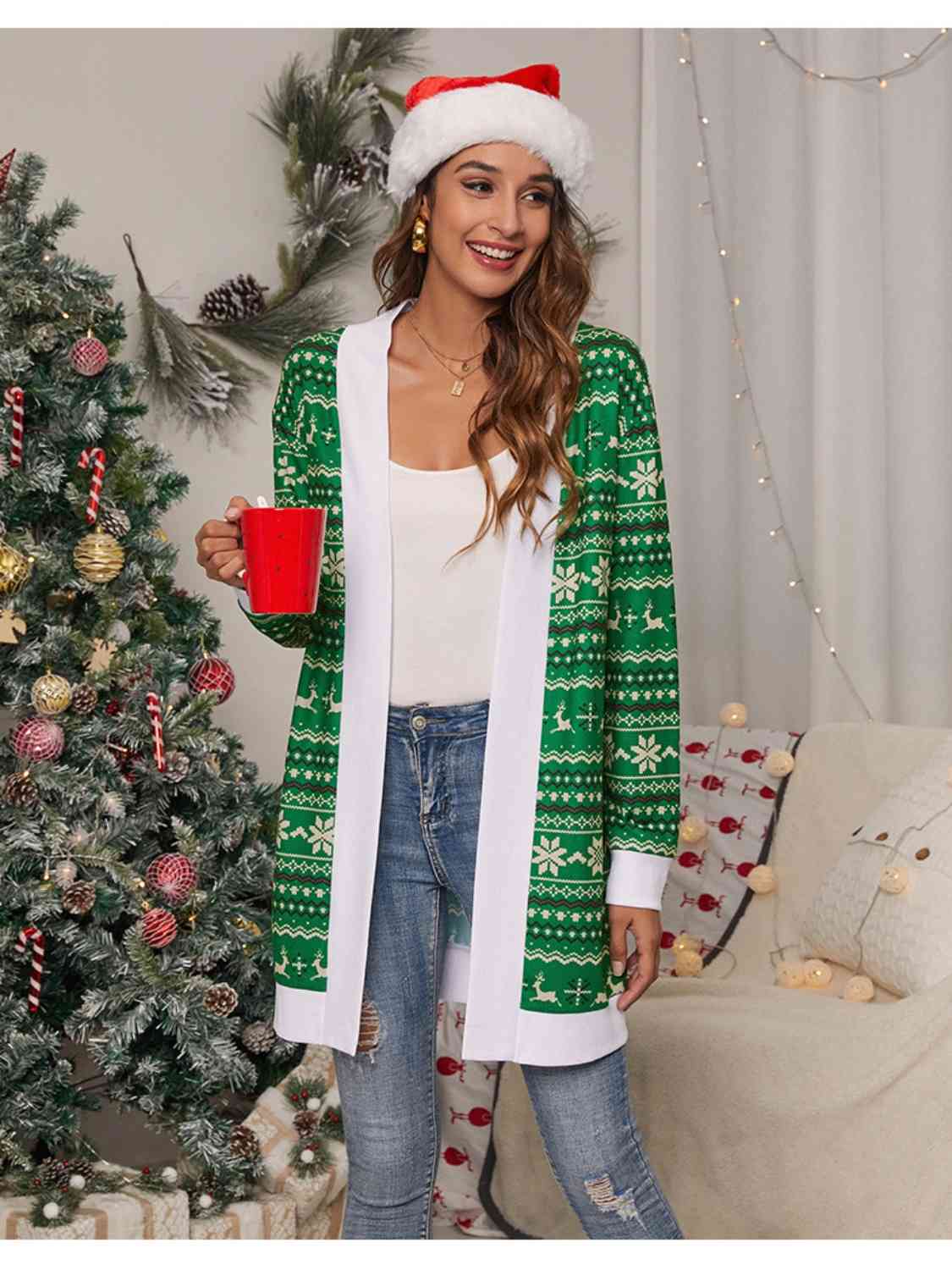 Christmas Open Front Cardigan