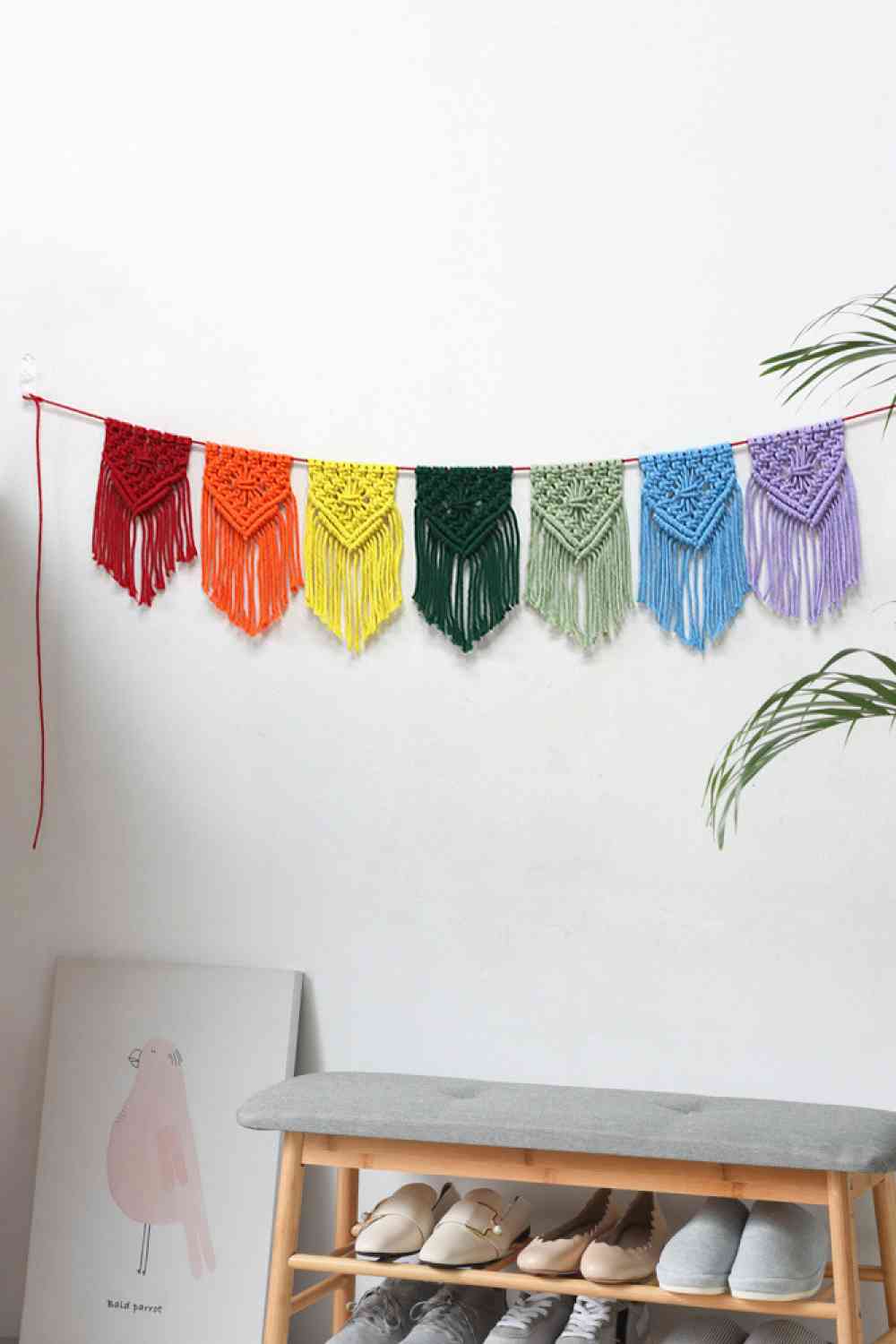 Rainbow Fringe Macrame Banner