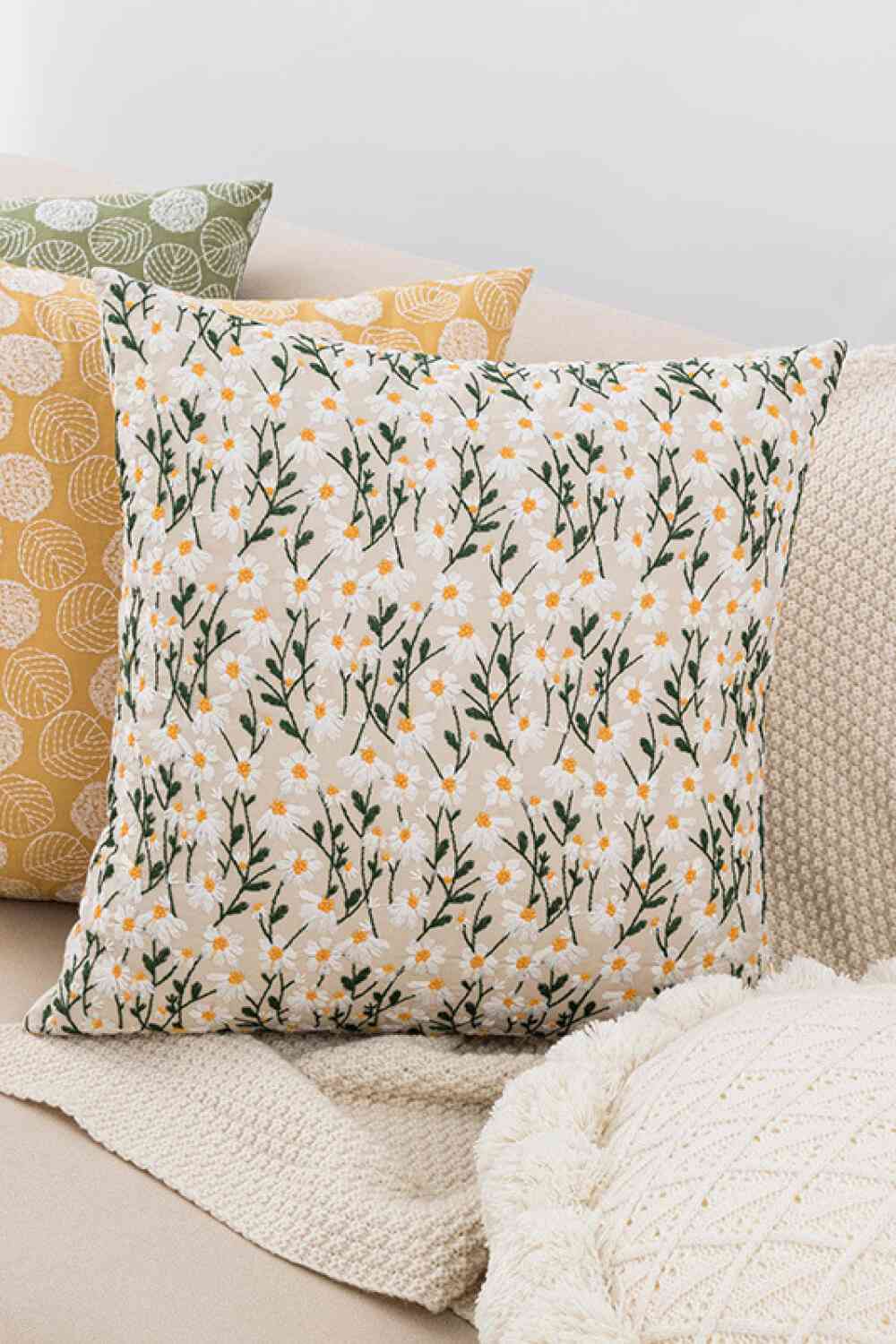 3-Pack Botanical Embroidery Decorative Throw Pillow Cases