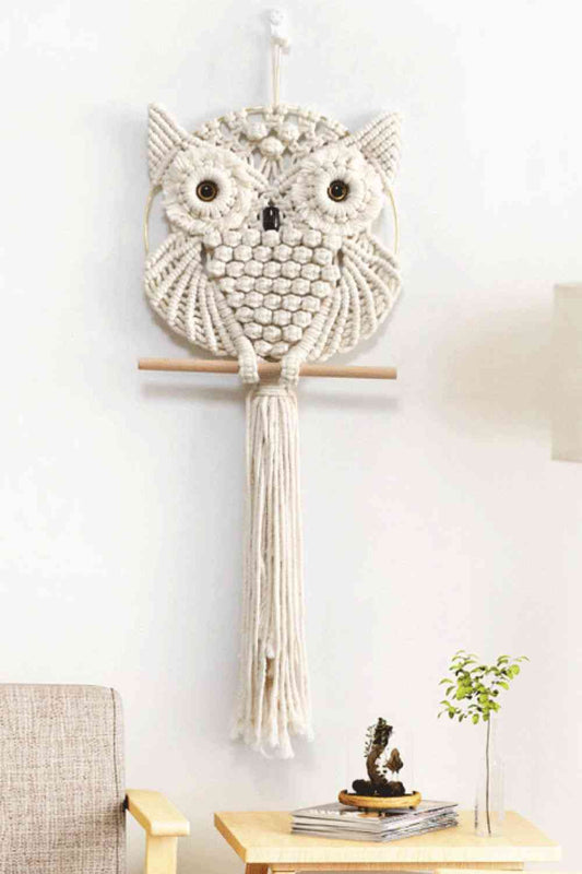 Hand-Woven Owl Macrame Wall Hanging