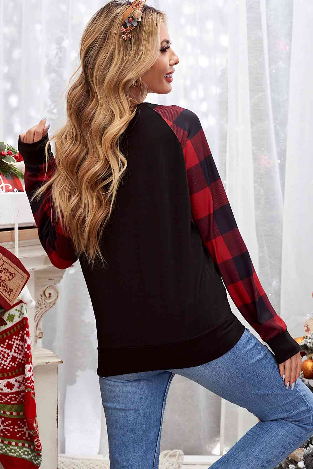 Christmas Buffalo Plaid Long Sleeve Sweatshirt