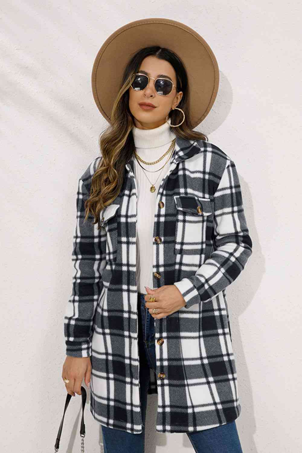 Plaid Collared Longline Coat