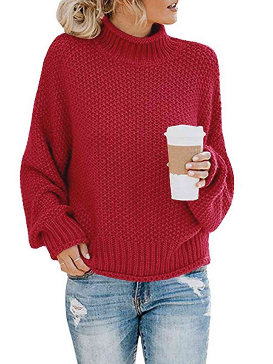 Turtleneck Dropped Shoulder Sweater