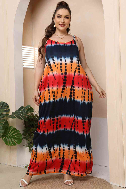 Plus Size Tie-Shoulder Maxi Dress