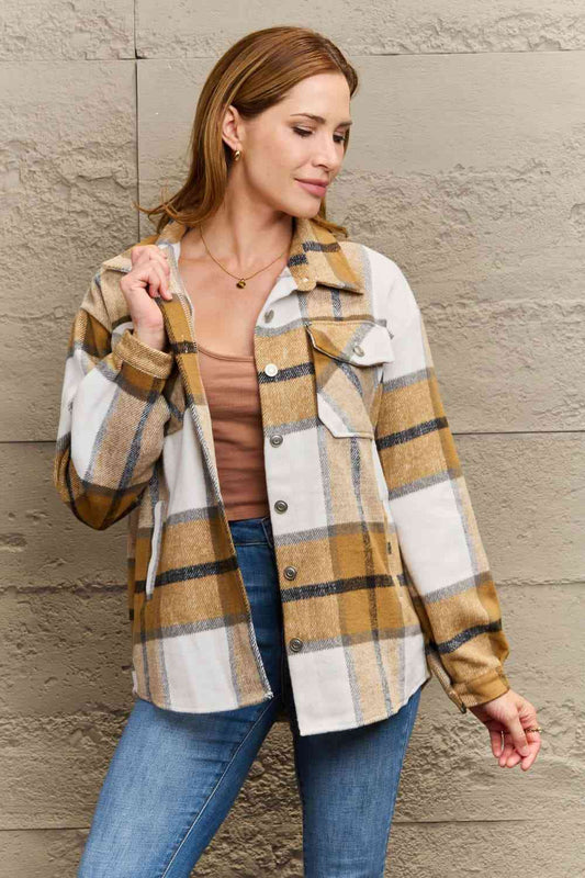 Plaid Dropped Shoulder Shirt Jacket